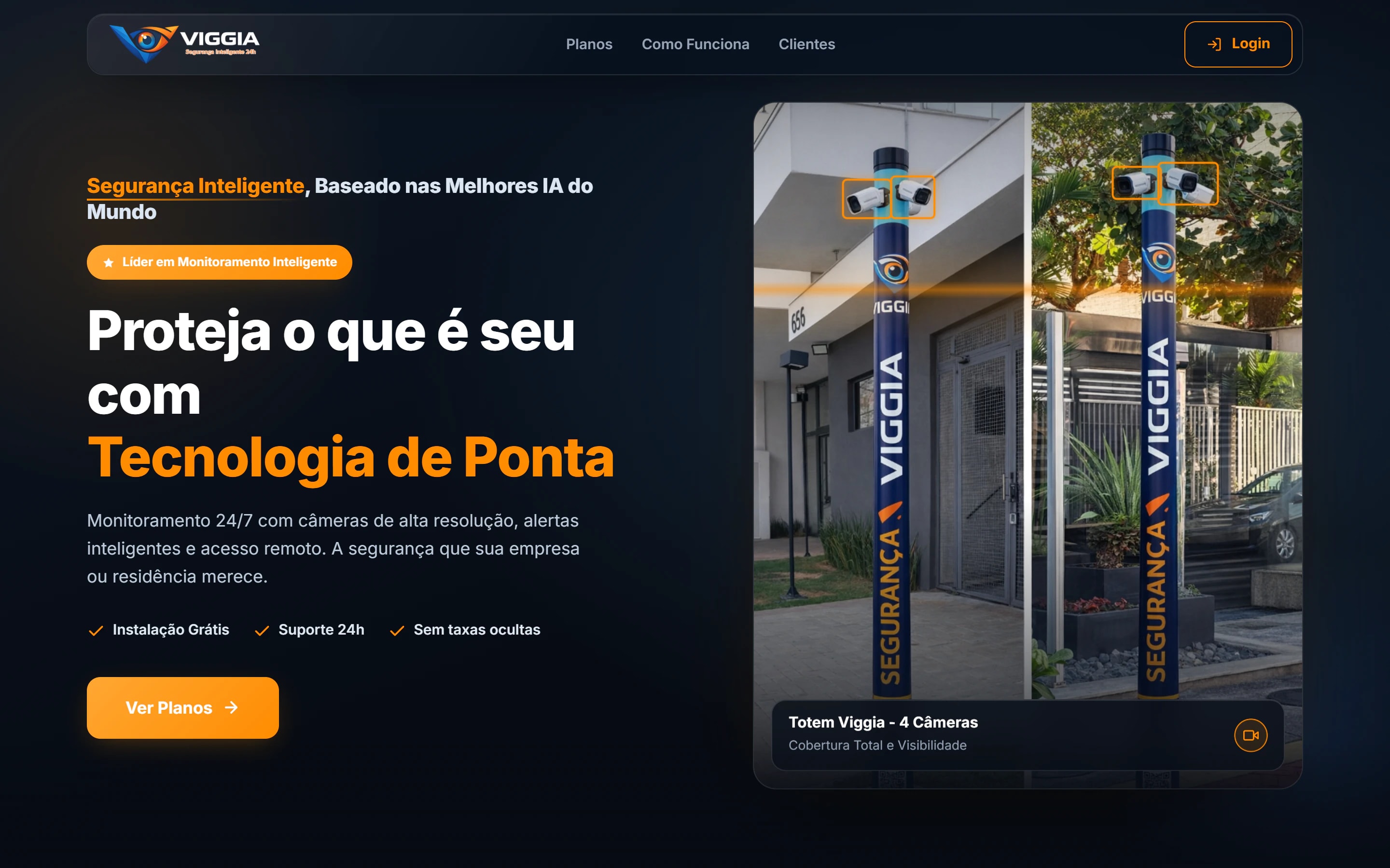 Primeira tela da página de Grupo Viggia