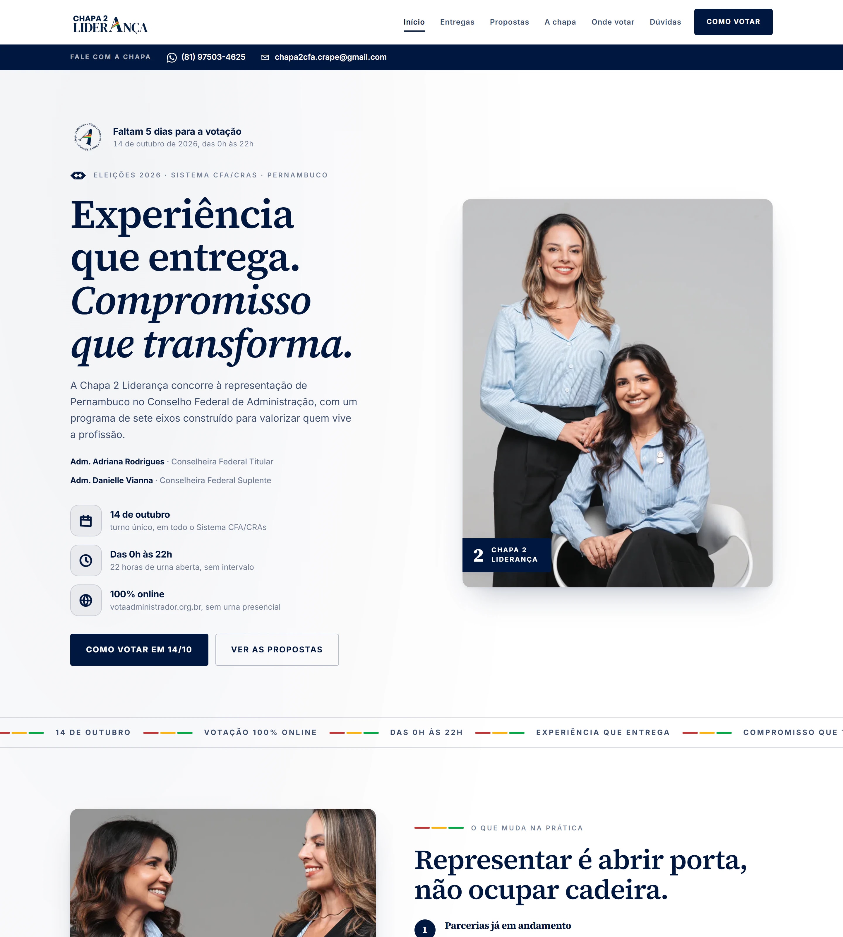 Página completa de Chapa 2 Liderança