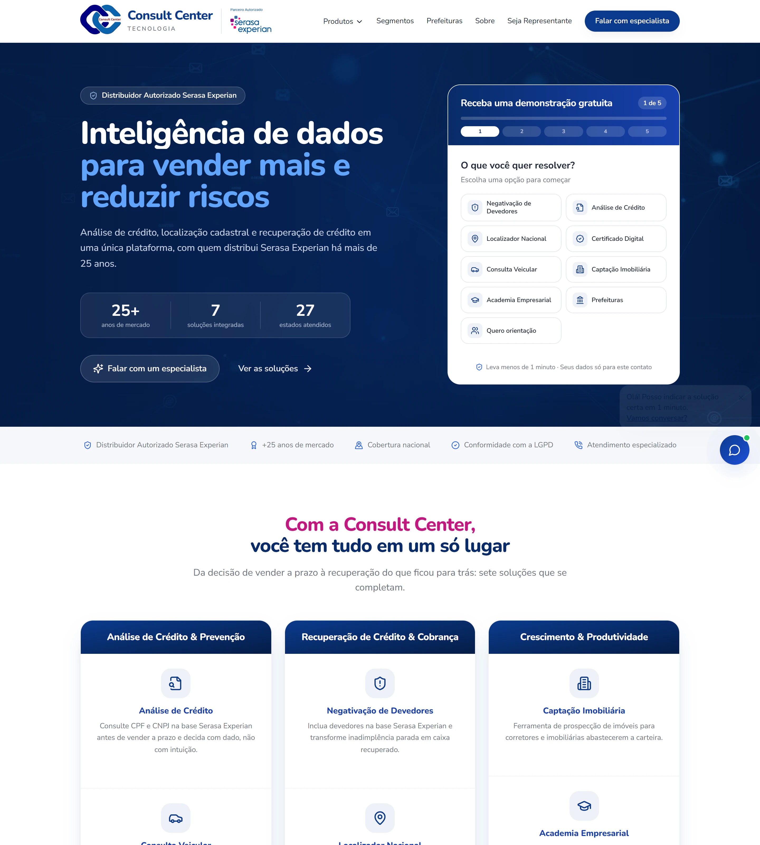 Página completa de Consult Center