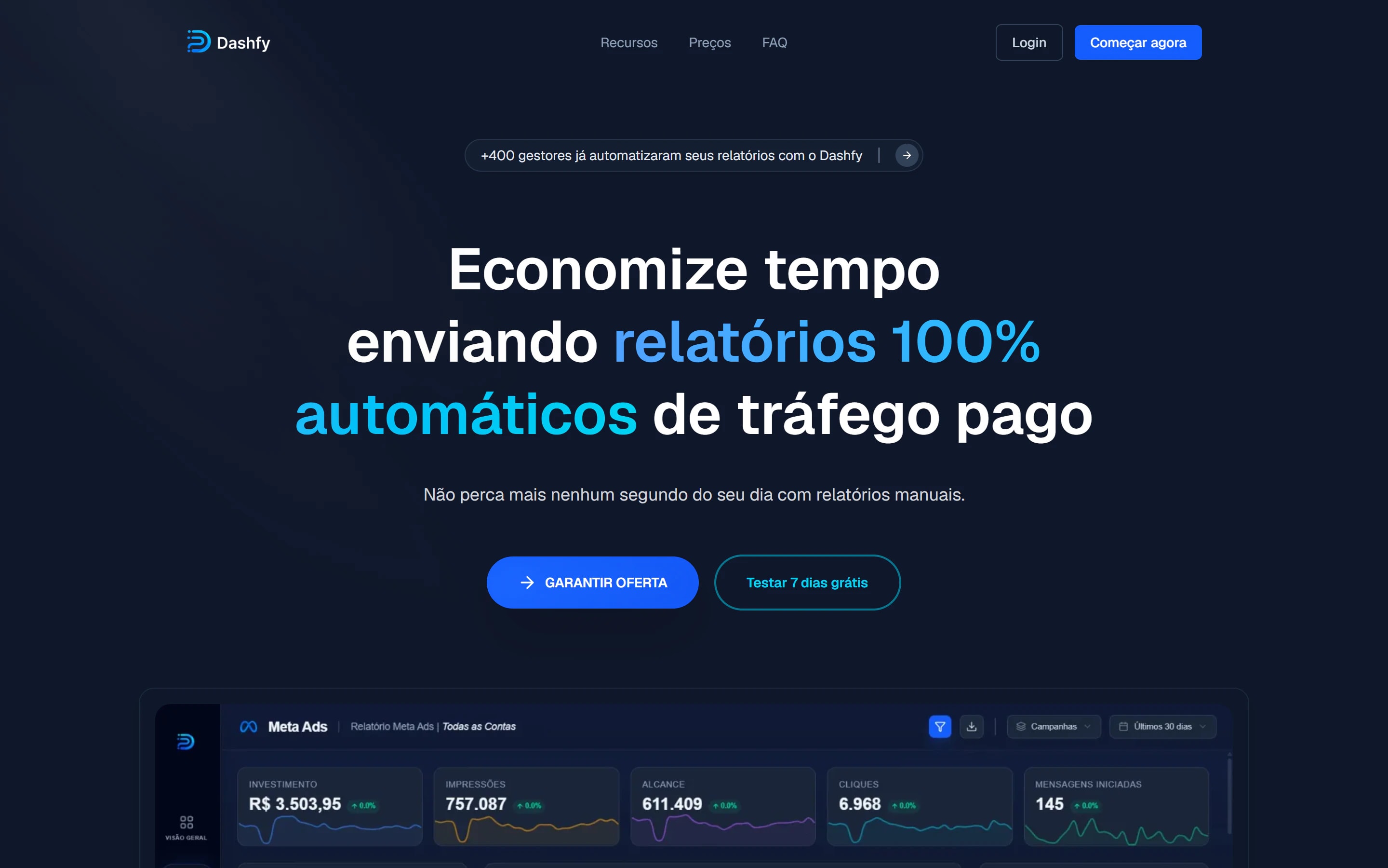Página completa de Dashfys